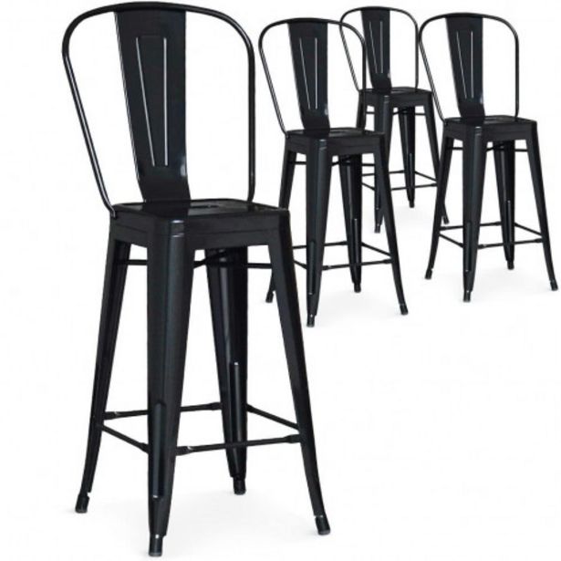 Oferta de Pack de 4 sillas de bar Gordon Tolix, lacada negro por 80€