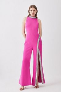 Oferta de Crystal Embellished Woven Thigh Split Jumpsuit por 352,8€ en Karen Millen