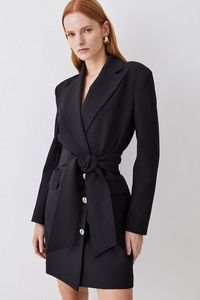 Oferta de Stretch Cady Tie Belt Blazer Mini Dress por 71,4€ en Karen Millen
