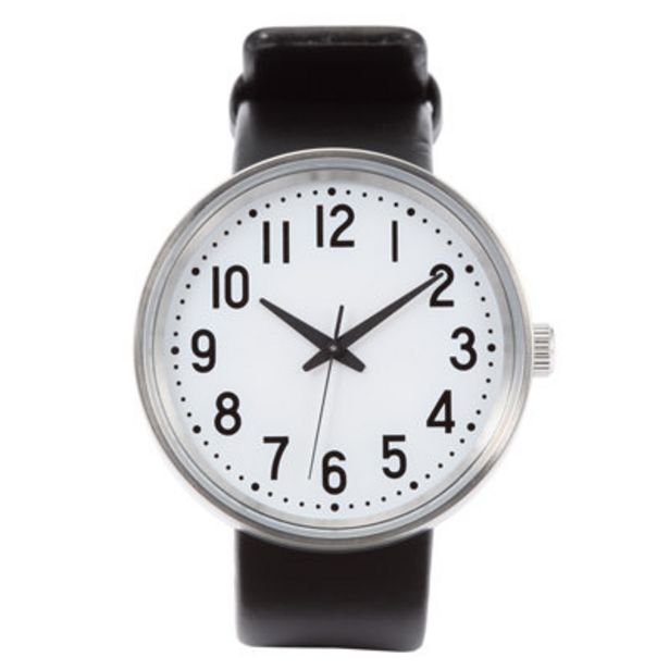 Oferta de Park Clock Shaped Watch With Leather Band L por 59,7€ en Muji