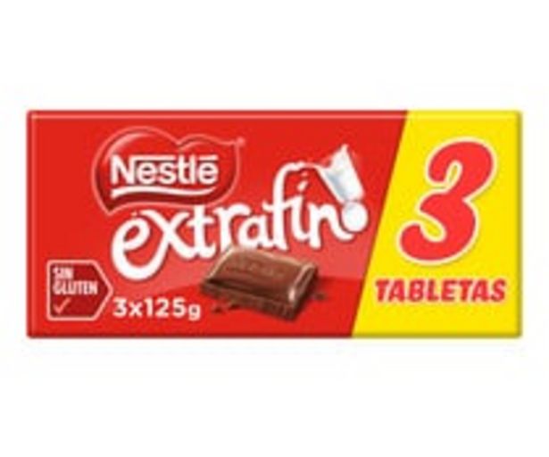 Oferta de Chocolate con leche NESTLÉ EXTRAFINO 3 uds. de 125 g. por 2,34€