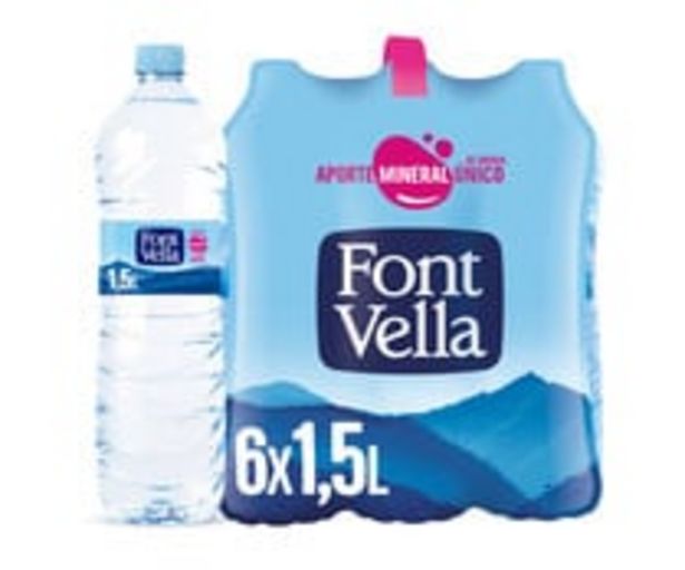 Oferta de Agua sin gas mineral FONT VELLA pack de 6 uds. x  1,5 l por 3,41€
