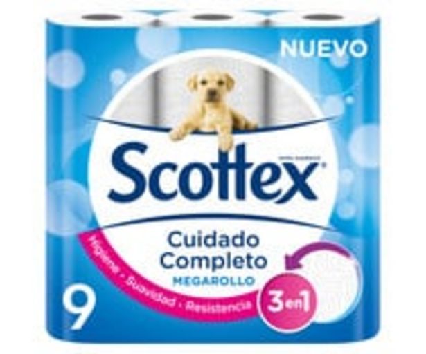 Oferta de Papel higiénico Mega SCOTTEX 9 ud por 3,58€