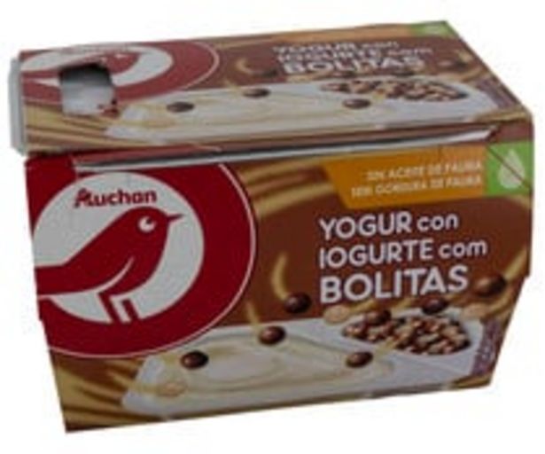 Oferta de Yogur de vainilla con bolitas de chocolate negro, con leche y blanco PRODUCTO ALCAMPO 2 x 122 g. por 0,74€