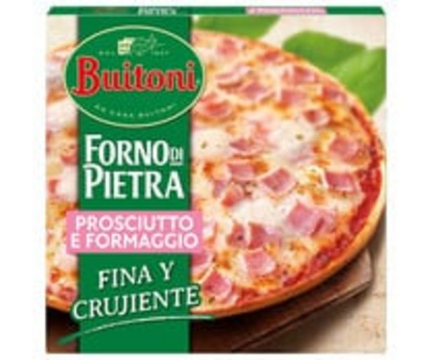 Oferta de Pizza de jamón y queso con masa fina y crujiente BUITONI Forno di piertra 350 g. por 3,18€