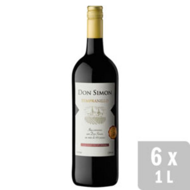 Oferta de Vino Tinto Tempranillo Don Simon 6 uds. x 1L por 10,8€