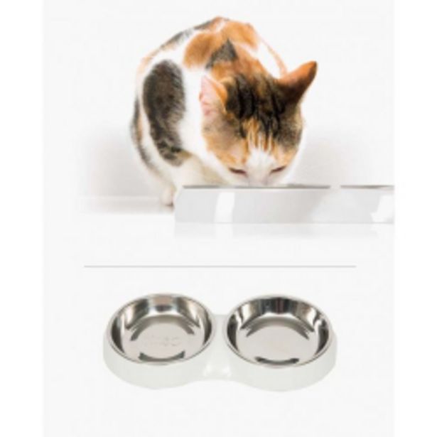 Oferta de Catit Comedero Doble Acero Inox Blanco para gatos por 24,24€