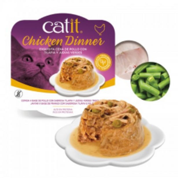 Oferta de Catit Dinner Pollo con Tilapia & Judias verdes Comida húmeda para gatos por 15,89€