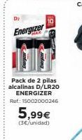 Oferta de Pilas alcalinas Energizer por 5,99€