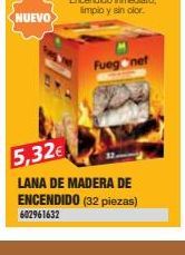 Oferta de Fuegnet  5,32€  LANA DE MADERA DE ENCENDIDO (32 piezas) 502961632  por 5,32€