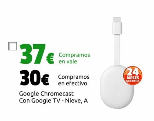 Oferta de ChromeCast Google por 30€