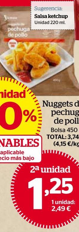 Oferta de Nuggets de pollo por 1,25€
