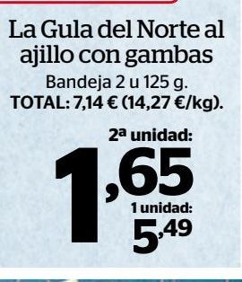 Oferta de Gulas al ajillo con langostinos La Gula del Norte por 1,65€