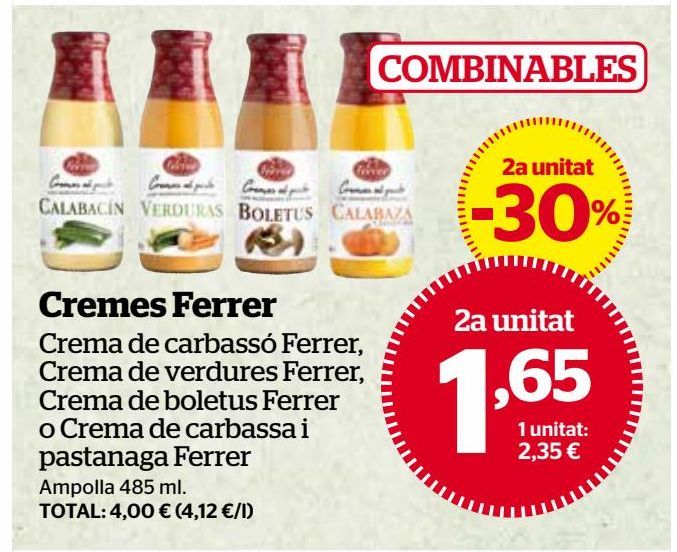 Oferta de Cremas vegetales Ferrer por 1,65€