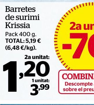 Oferta de Surimi Krissia por 1,2€