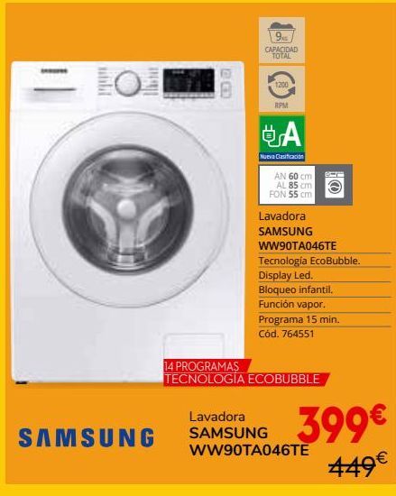Oferta de Lavadoras Samsung por 399€
