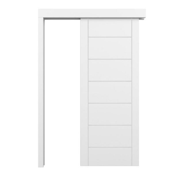 Oferta de Kit de puerta lacada corredera con guía de superficie Córcega 203 x 72,5 cm por 129€