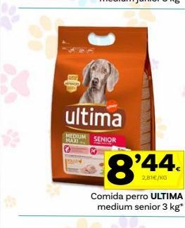 Oferta de Ultima  MEDIUM SENIOR  MAZI  2,81€/MG Comida perro ULTIMA medium senior 3 kg  por 