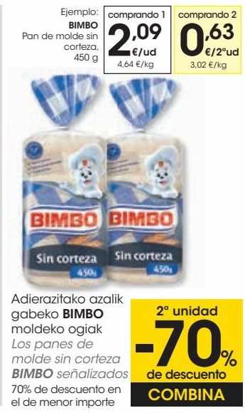 Oferta de Los panes de molde sin corteza BIMBO  por 2,09€