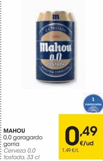 Oferta de MAHOU 0,0 cerveza tostada  por 0,49€