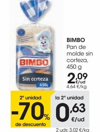 Oferta de BIMBO Pan de molde sin corteza  por 2,09€