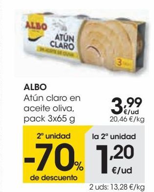 Oferta de ALBO Atún claro aceite de oliva  por 3,99€