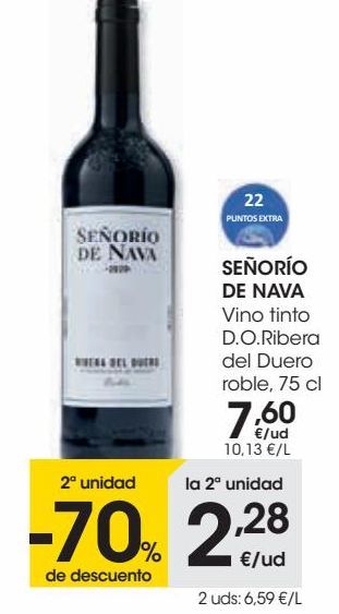Oferta de SEÑORIO DE NAVA Vino tinto D.O. Ribera del Duero roble  por 7,6€