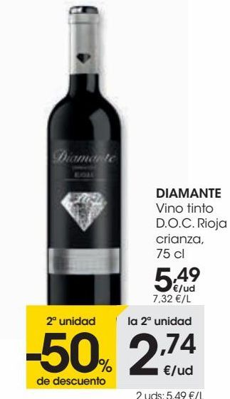 Oferta de DIAMANTE Vino tinto D.O.C Rioja crianza  por 5,49€