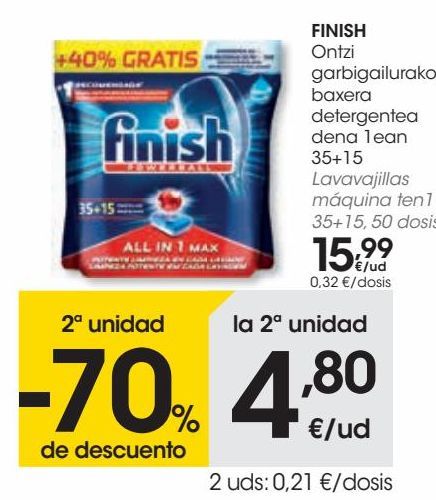Oferta de FINISH Lavavajillas máquina ten1 por 15,99€