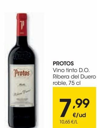Oferta de PROTOS Vino tinto D.O. Ribera del Duero roble  por 7,99€