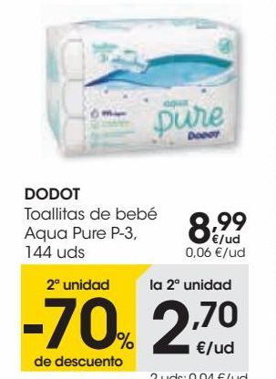 Oferta de DODOT Toallitas de bebé Aqua Pure P-3  por 8,99€