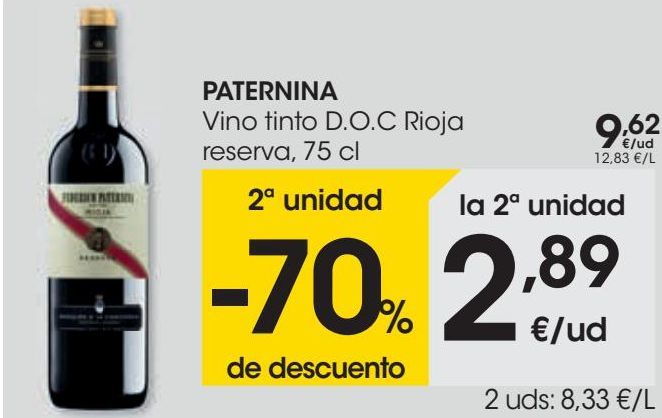 Oferta de PATERNINA Vino tinto D.O.C Rioja reserva  por 9,62€