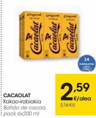 Oferta de CACAOLAT Batido de cacao  por 2,59€