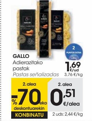 Oferta de GALLO Pastas señalizadas  por 1,69€