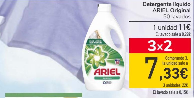 Oferta de Detergente líquido ARIEL Original  por 11€
