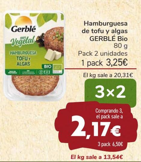 Oferta de Hamburguesa de tofu y algas GERBLÉ Bio por 3,25€