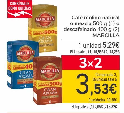 Oferta de Café molido natural o mezcla o descafeinado MARCILLA por 5,29€