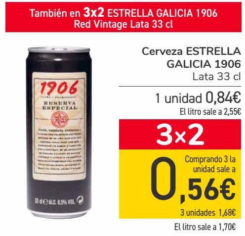 Oferta de Cerveza ESTRELLA GALICIA 1906  por 0,84€