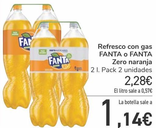 Oferta de Refresco con gas FANTA o FANTA Zero naranja  por 2,28€