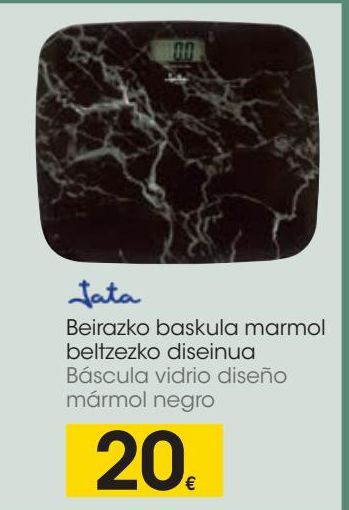 Oferta de Báscula vidrio diseño mármol negro Jata por 20€