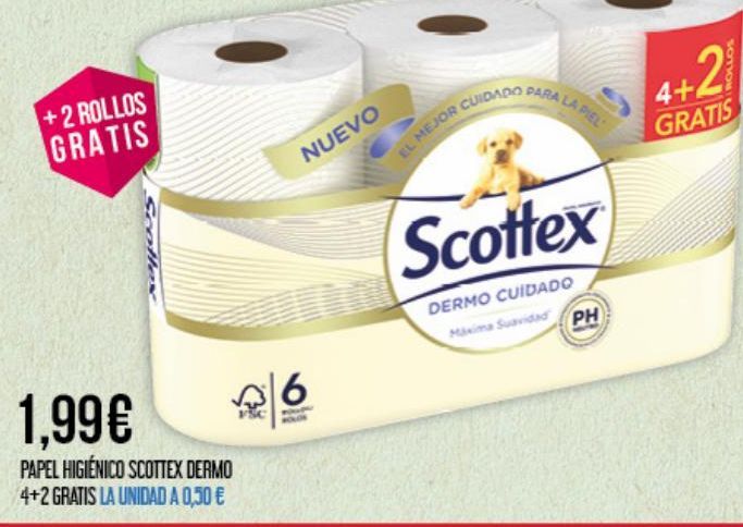 Oferta de Papel higiénico Scottex por 1,99€