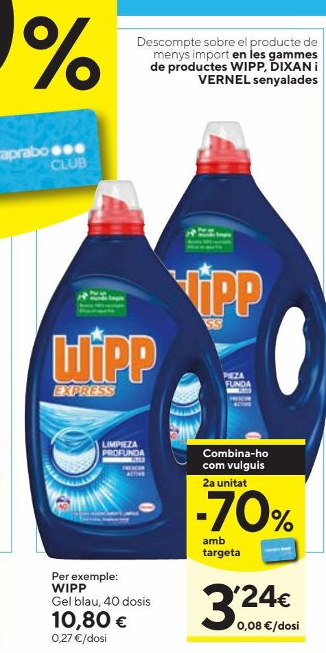 Oferta de Detergente líquido Wipp por 10,8€