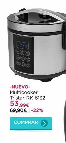 Oferta de 123  -NUEVO-Multicooker Tristar RK-6132 53,99€ 69,90€ | -22%  COMPRAR  por 53,99€