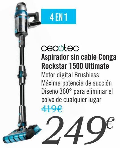 Oferta de CECOTEC Aspirador sin cable Conga Rockstar 1500 Ultimate  por 249€