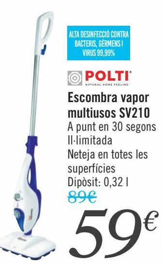 Oferta de POLTI Escoba vapor multiusos SV210  por 59€