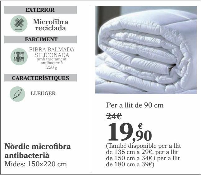 Oferta de Relleno nórdico microfibra antibacteriano por 19,9€