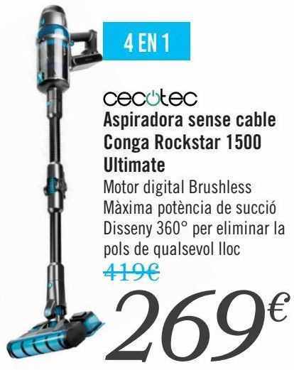 Oferta de CECOTEC Aspirador sin cable Conga Rockstar 1500 Ultimate  por 269€