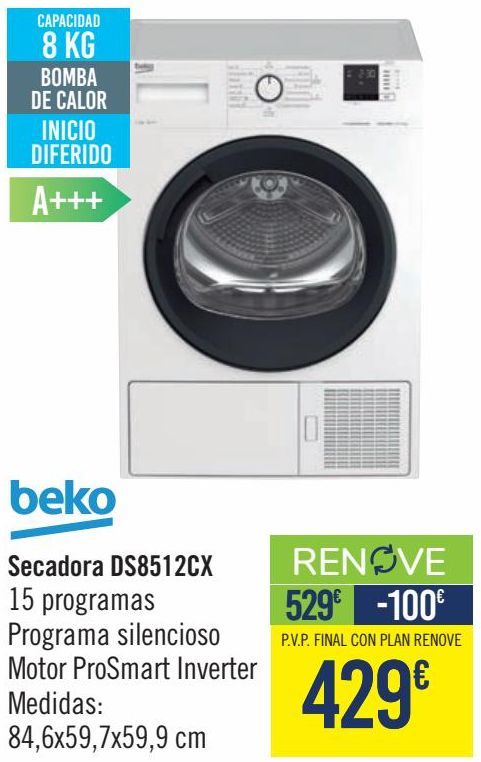 Oferta de Beko Secadora DS8512CX  por 429€