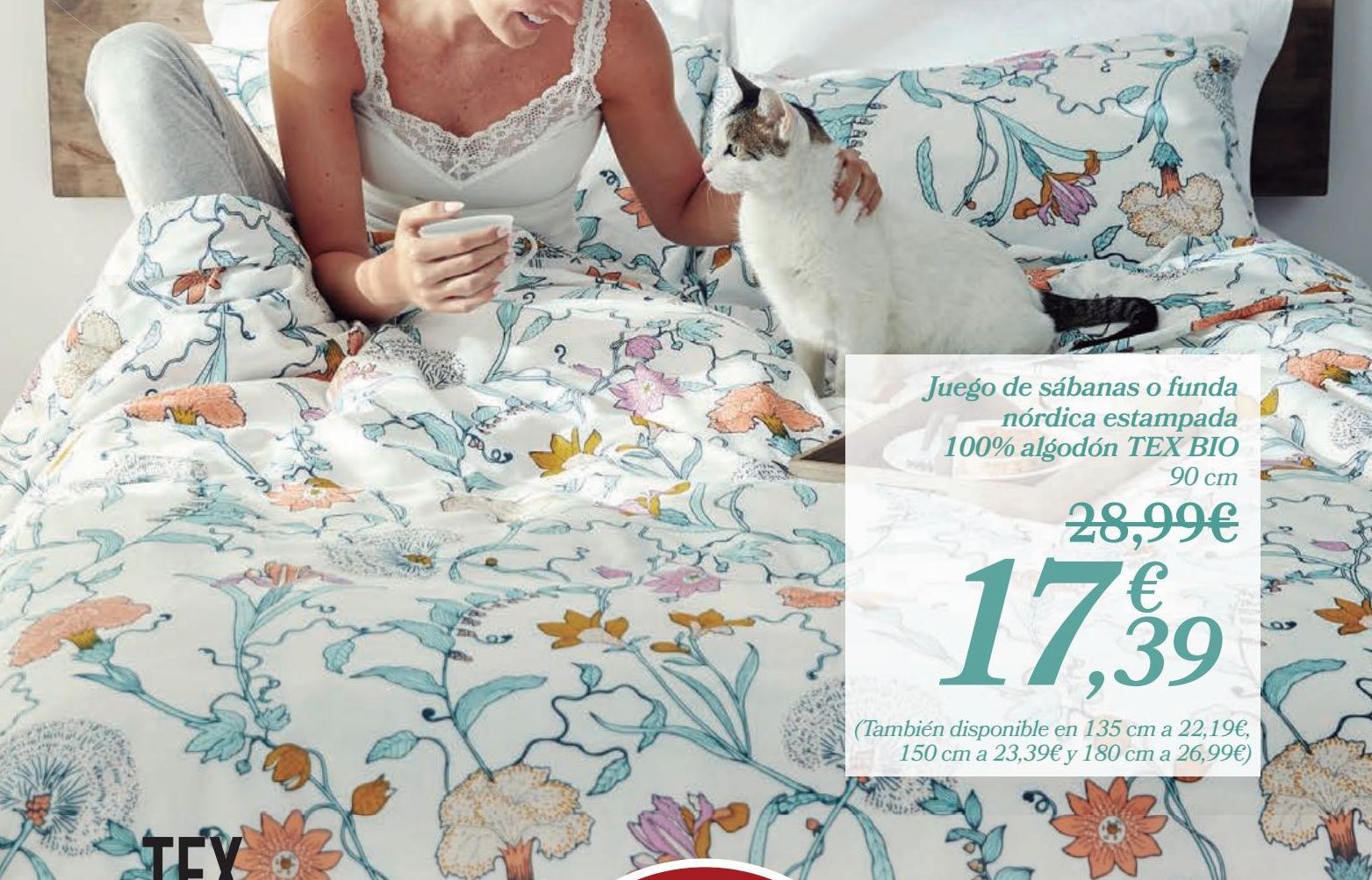 Oferta de Juego de sábanas o funda nórdica estampada 100% algodón TEX BIO por 17,39€