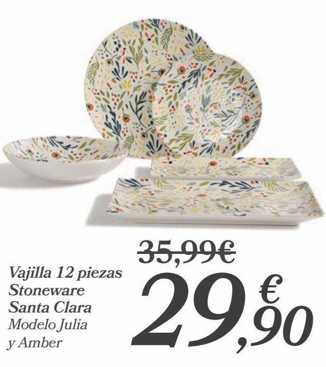 Oferta de Vajilla 12 piezas Stoneware Santa Clara  por 29,9€